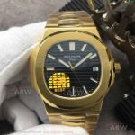 Perfect Fake Patek Philippe Nautilus 5711 Price - Black Face All Gold Band 40 MM 9015 Watch